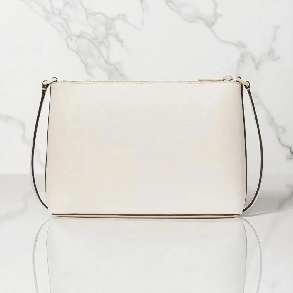 Kate Spade Leila Crossbody Purse in Parchment White Pebbled Leather KG464